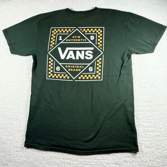 Vans Forest Green Signature Logo Short Sleeve T Shirt - Men’s US L - Picture 2 of 8